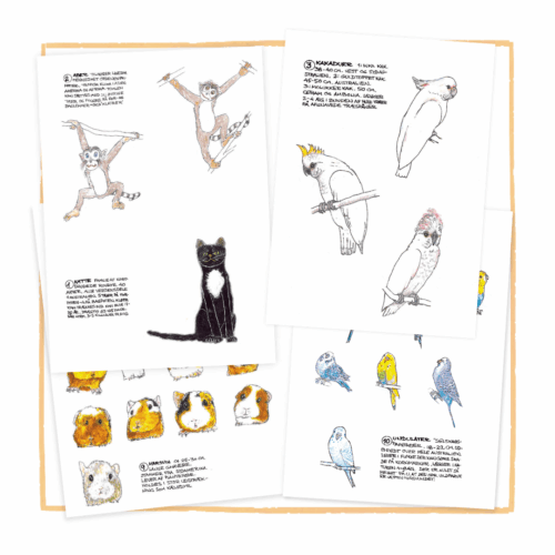 Kopiark med dyrene i Godtfreds Dyrehandel (bh.kl)